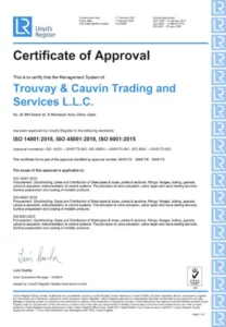 ISO-9001-Certificate- TROUVAY & CAUVIN Trading and Services, QATAR