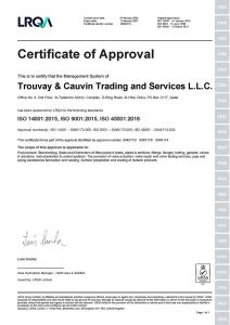 TROUVAY & CAUVIN DOHA ISO CERTIFICATE 2024-2027.