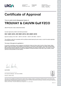 ISO CERTIFICATE 2024-2027 for TROUVAY & CAUVIN Gulf FZCO