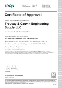 TROUVAY & CAUVIN ABU DHABI ISO CERTIFICATE 2024-2027.