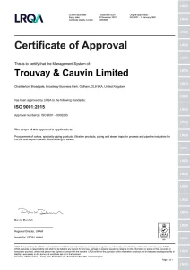 TROUVAY & CAUVIN UK ISO CERTIFICATE